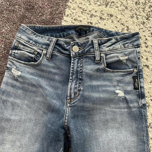 Silver Jeans Co. Women's Avery Skinny Distressed Blue Jeans - Picture 4 of 7